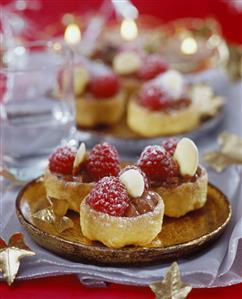 Raspberry and chocolate tartlets for Christmas