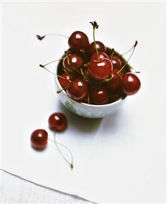 Several Red Cherries in Bowl