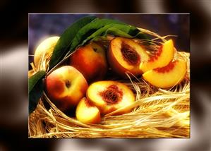 Peaches on straw