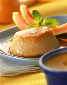 Papaya and mango flan