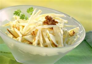 Waldorf salad with celery, apple and walnuts