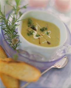 Cream of potato soup with herbs