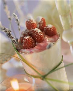 Raspberry dessert with lavender