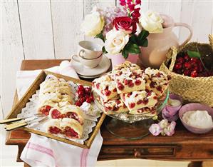 Cherry & marzipan striezel (plait) & coconut cherry cake (1)