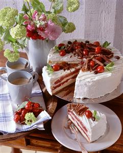 Cherry cream gateau with chocolate curls (3)