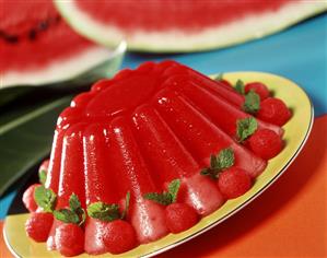 Turned-out watermelon blancmange