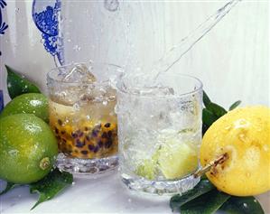 Caipirinha with lime and with passion fruit