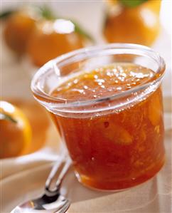 Mandarin jam in jar