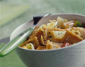 Ravioli diavolo with mung bean sprouts and pineapple