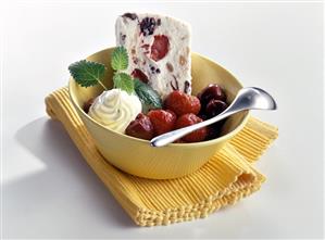 Parfait with rumtopf fruits