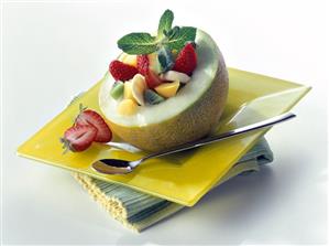Fruit salad in galia melon