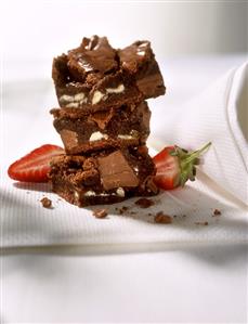 Brownies with strawberries