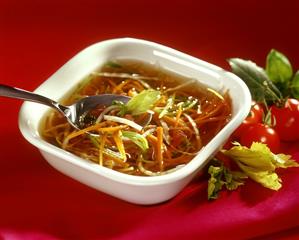 Vegetable broth with julienne vegetables