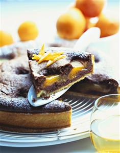 Peach and chocolate tart