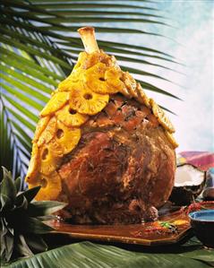 Creole style York ham with pineapples