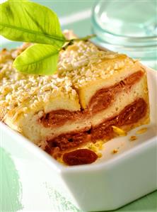 Cherry bread pudding (Kirschmichel) with almonds