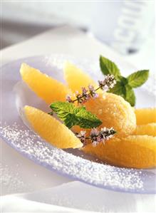 Mango sorbet with marinated orange segments