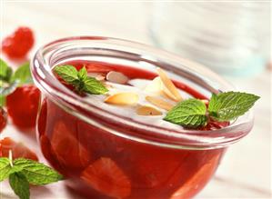 Red fruit compote with yoghurt whip