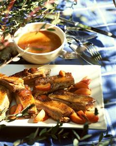 Spare-ribs with apricot and ginger sauce