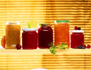 Several home-made jams in jars