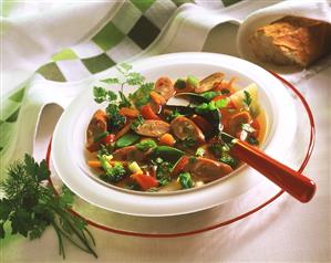 Vegetable stew with sausages