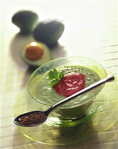 Creamed avocado soup with caraway