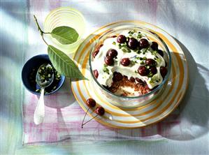 Tiramisu with cherries