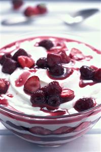 Raspberry and strawberry quark