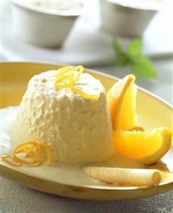 Semifreddo al riso (frozen rice pudding with orange sauce)