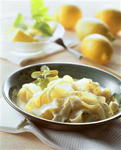 Tagliatelle al limone (ribbon pasta with lemon sauce, Italy)