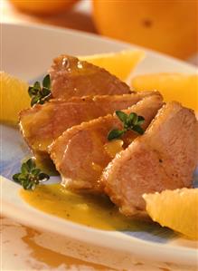 Duck breast with orange segments