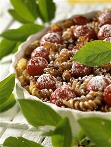 Sweet pasta bake with morello cherries and nuts