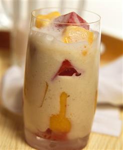 Yoghurt shake with fruit ice cream