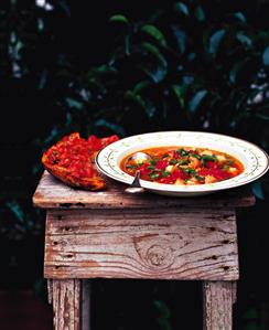 Tomato soup with bruschetta