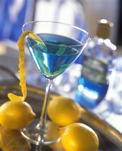 Sapphire Martini (cocktail with gin, vermouth and Curacao)