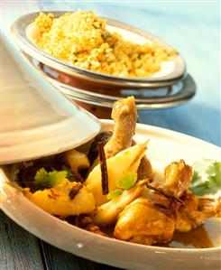 Chicken tajine with honeyed pears, cinnamon & saffron