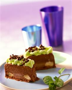 Chocolate and honey semifreddo with minted cream