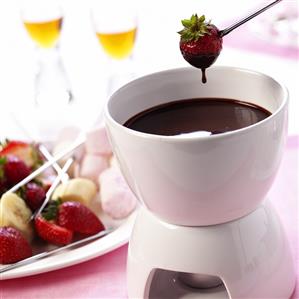 Chocolate fondue with strawberry