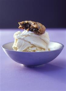 Marzipan ice cream with chocolate chip cookie