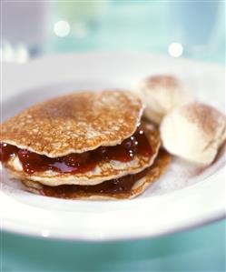 Pancakes with cherry filling