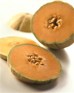 Cantaloupe melon, cut open