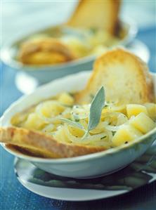 Potato and onion soup with sage