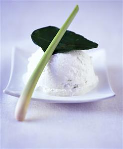 Coconut & lime ice cream with lemon grass & kafir lime leaf