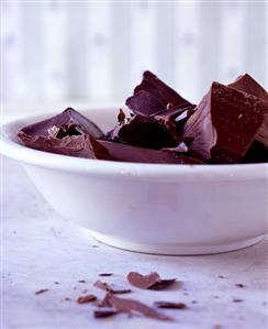 Pieces of chocolate in a bowl