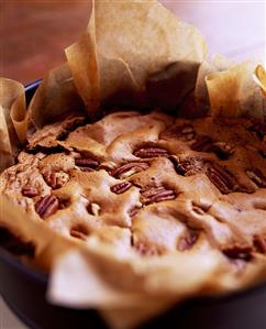 Chocolate espresso cake with pecan nuts