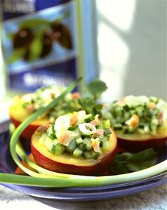 Nectarines with cucumber and salmon stuffing