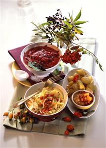 Savoury vegetable dishes with elderberries & rowan berries