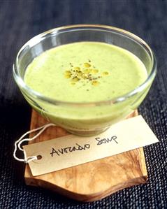 Avocado Soup in Glass Bowl