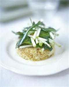 Jerusalem artichoke mousse, served with rocket & apple salad