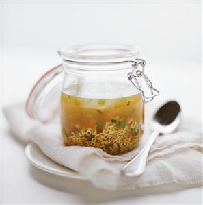 Alphabet soup in a lockable jar